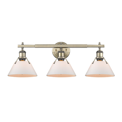 Orwell 3-Light Vanity Light in Aged Brass with Opal Glass - Default Title - Golden Lighting