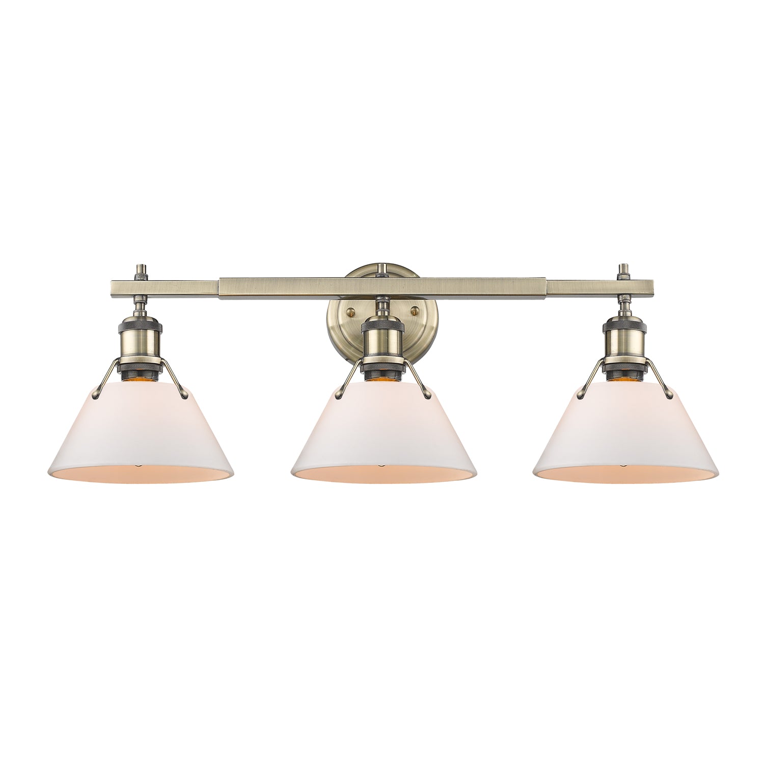 Orwell 3-Light Vanity Light in Aged Brass with Opal Glass - Aged Brass / Opal Glass / White - Golden Lighting