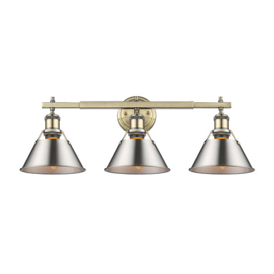 Yep by Golden Lighting Orwell 3-light Vanity in Aged Brass and Pewter shade - Default Title - Golden Lighting
