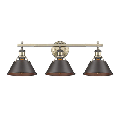 Yep by Golden Lighting Orwell 3-light Vanity in Aged Brass and Rubbed Bronze shade - Default Title - Golden Lighting