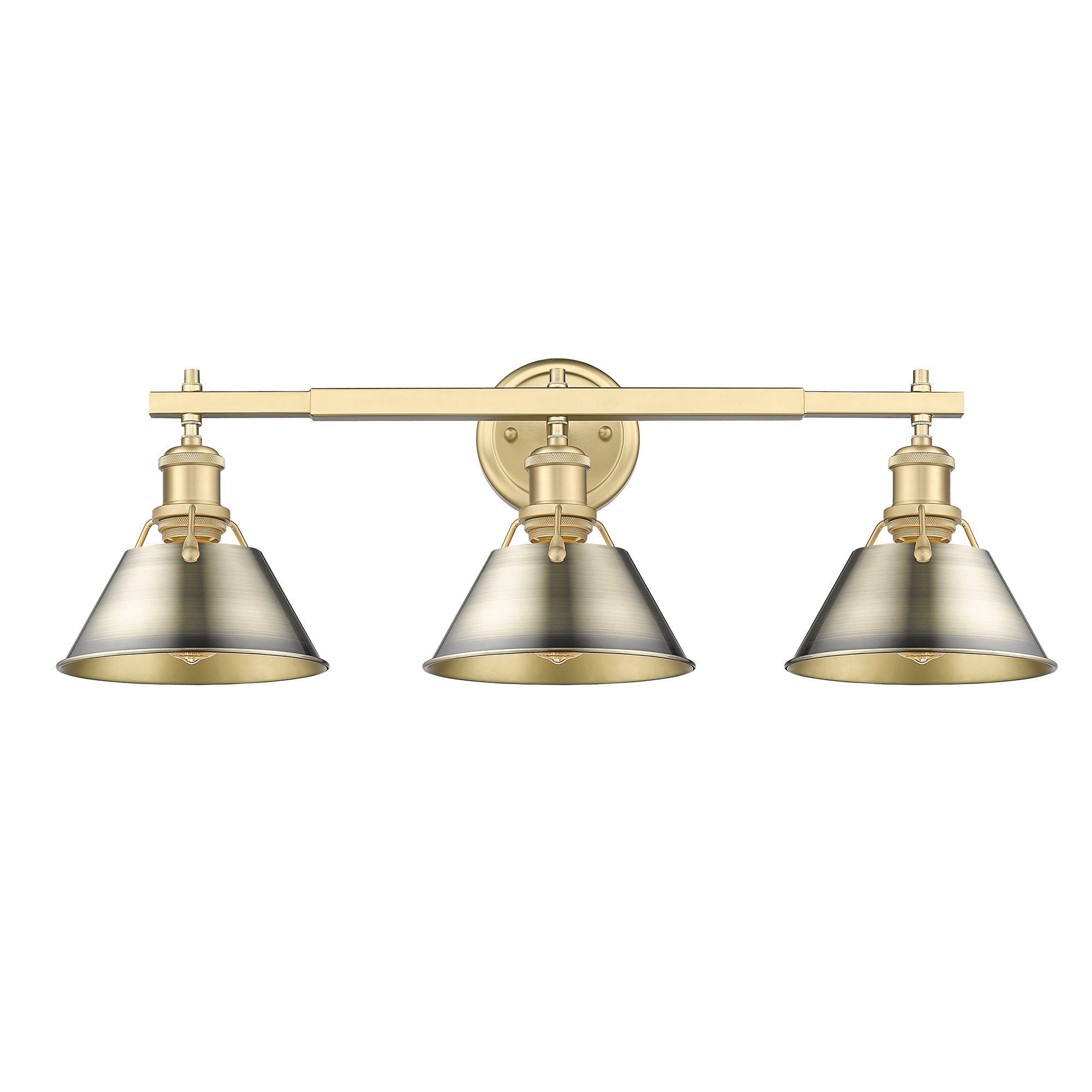 Orwell 3-Light Vanity Light in Brushed Champagne Bronze with Aged Brass - - Golden Lighting