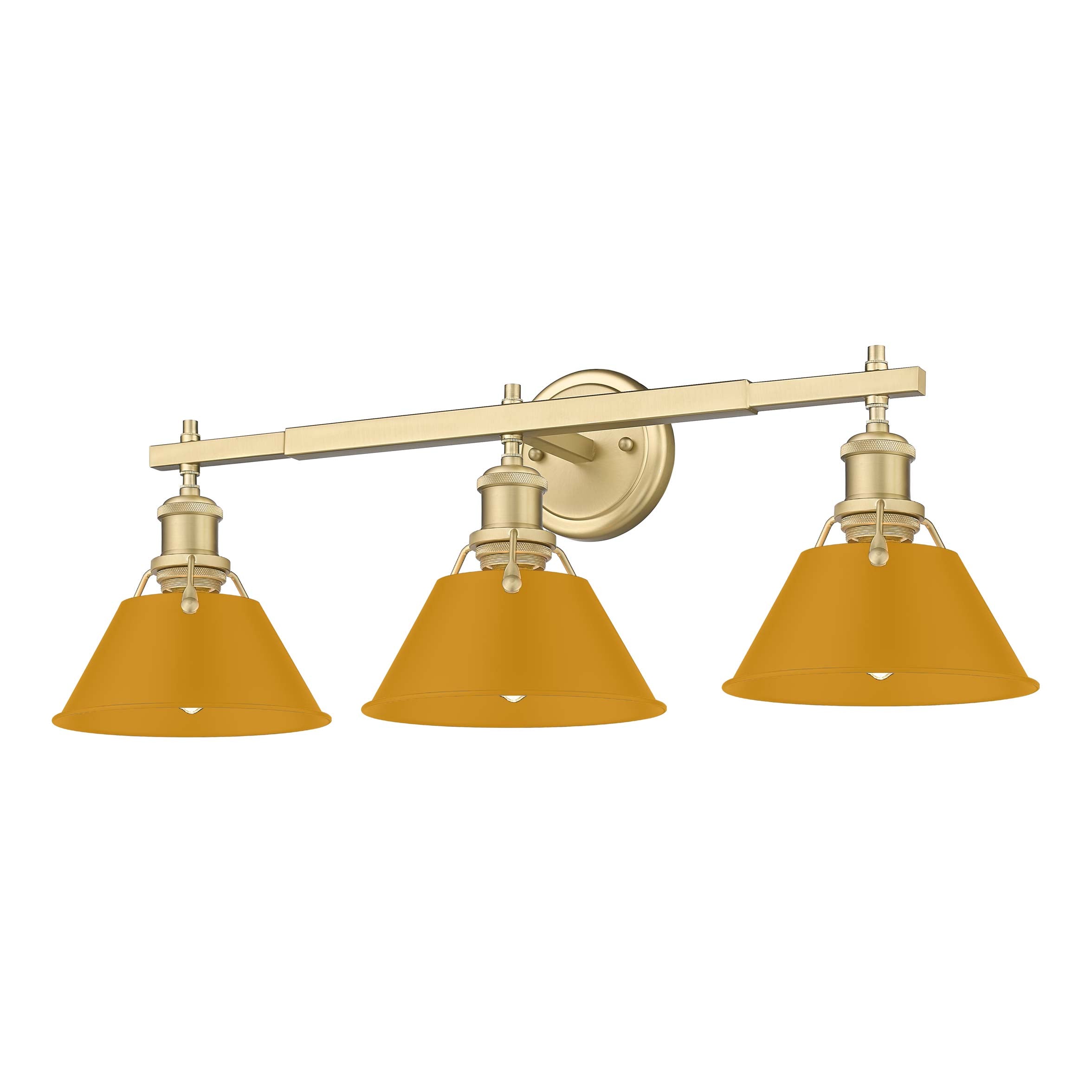 Yep by Golden Lighting Orwell 3-light Vanity in Brushed Champagne Brass and Auric Yellow shade