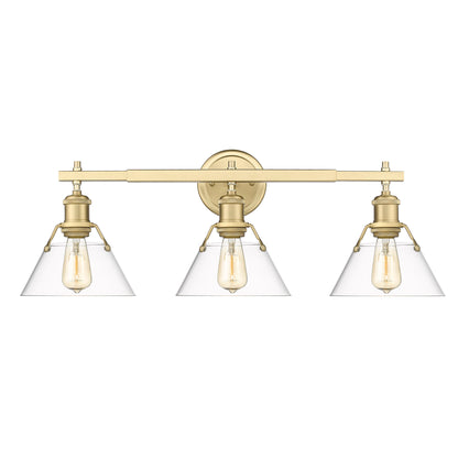Yep by Golden Lighting Orwell 3-light Vanity in Brushed Champagne Brass and Clear Glass