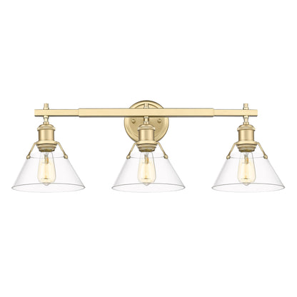 Orwell 3-Light Vanity Light in Brushed Champagne Bronze with Clear Glass - - Golden Lighting