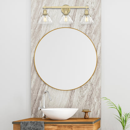 Orwell 3-Light Vanity Light in Brushed Champagne Bronze with Clear Glass - Incandescent,Type A / 3 x 100W(M) / 27.25"L x 9.875"H x 8.5"E - Golden Lighting