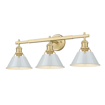 Yep by Golden Lighting Orwell 3-light Vanity in Brushed Champagne Brass and Dusky Blue shade - Default Title - Golden Lighting