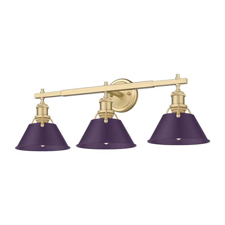 Yep by Golden Lighting Orwell 3-light Vanity in Brushed Champagne Brass and Exotic Purple shade