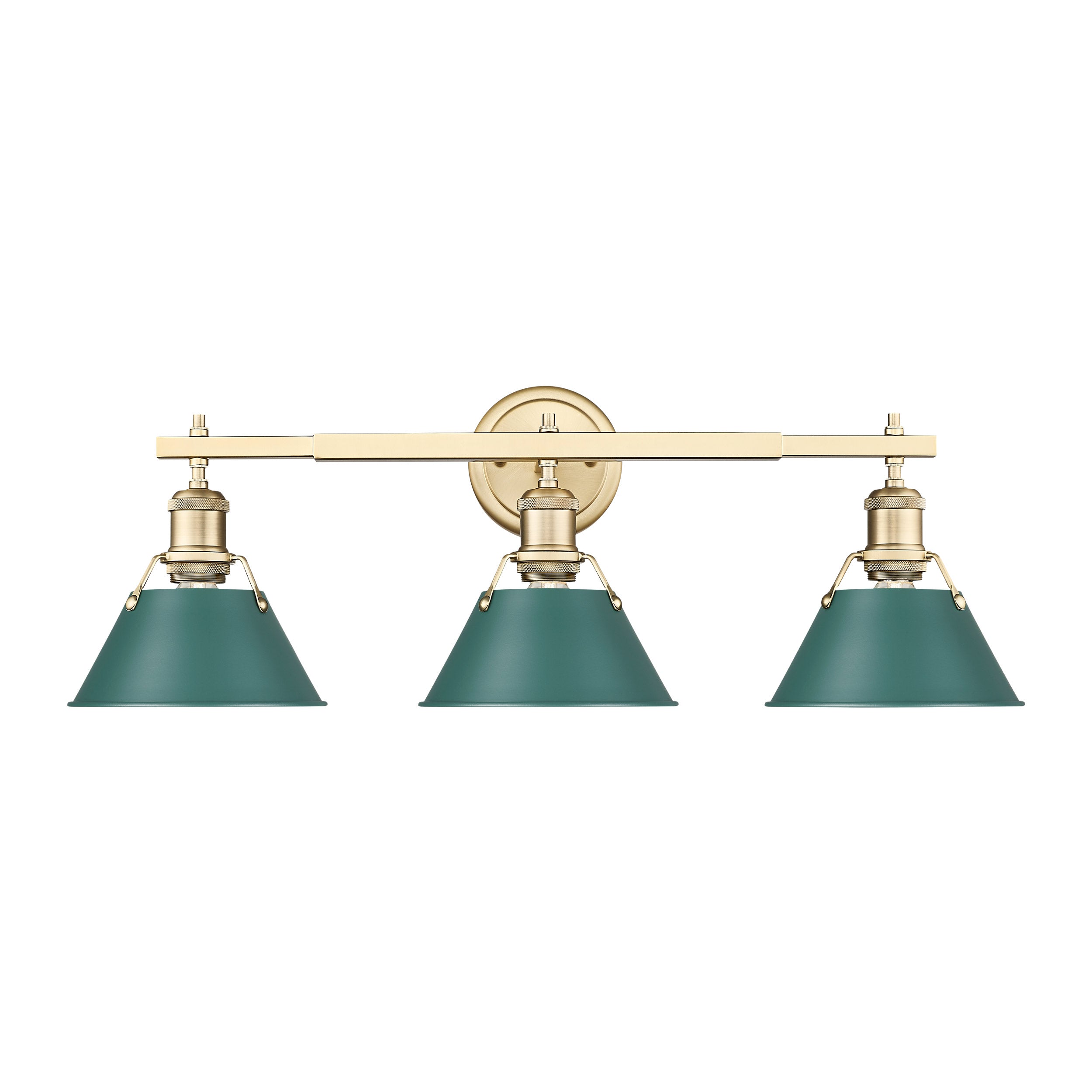 Orwell 3-Light Vanity Light in Brushed Champagne Bronze with Pine Green - - Golden Lighting