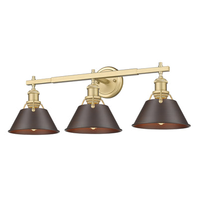 Yep by Golden Lighting Orwell 3-light Vanity in Brushed Champagne Brass and Rubbed Bronze shade - Default Title - Golden Lighting
