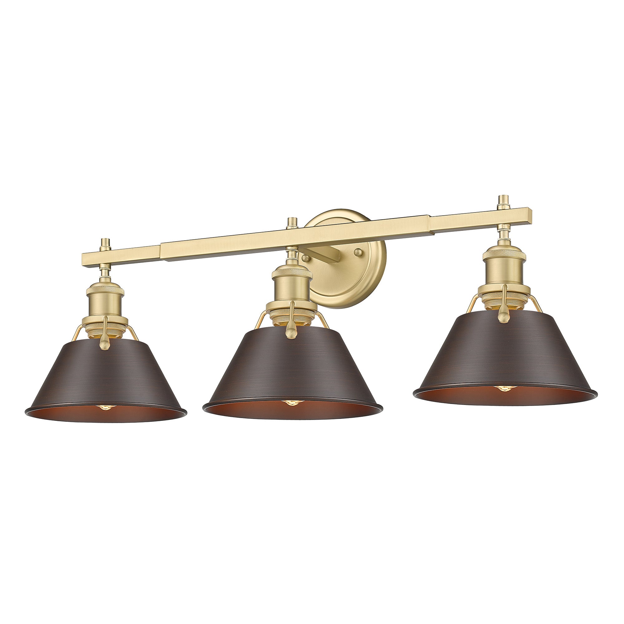 Orwell 3-Light Vanity Light in Brushed Champagne Bronze with Rubbed Bronze - Brushed Champagne Bronze / Rubbed Bronze / Bronze - Golden Lighting