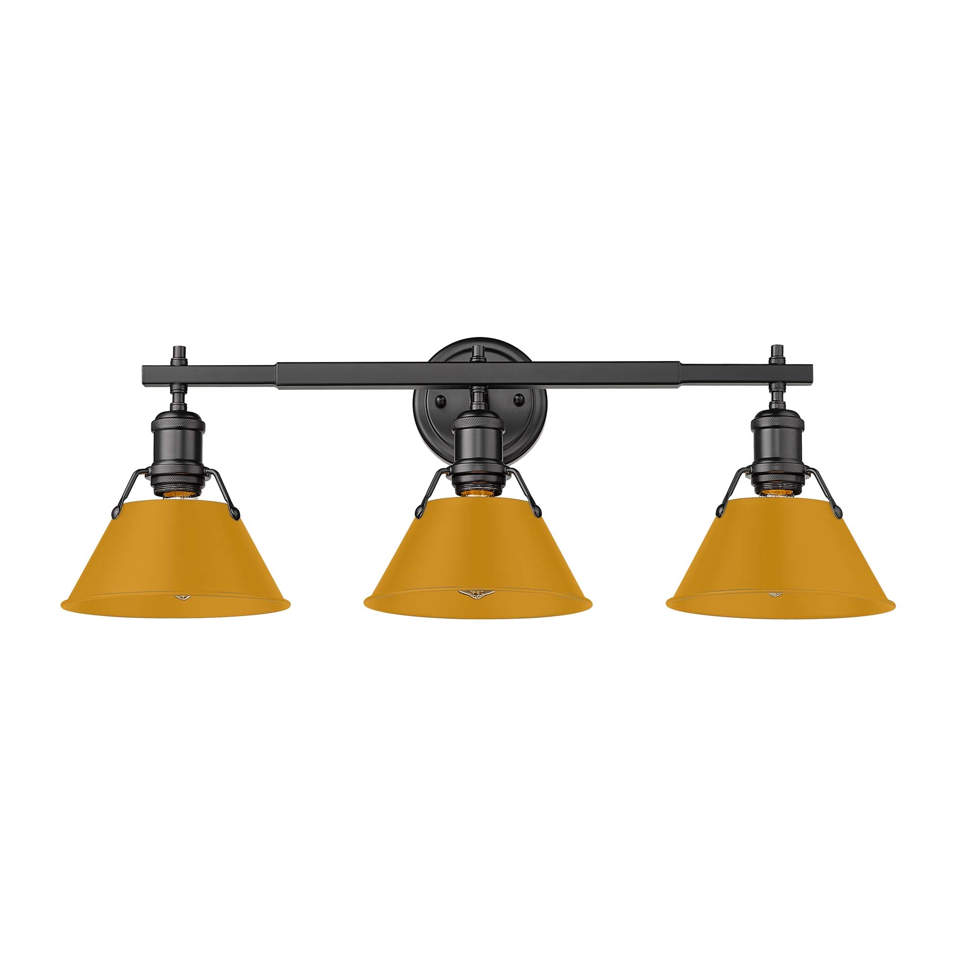 Yep by Golden Lighting Orwell 3-light Vanity in Matte Black and Auric Yellow shade