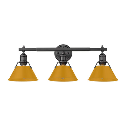 Yep by Golden Lighting Orwell 3-light Vanity in Matte Black and Auric Yellow shade