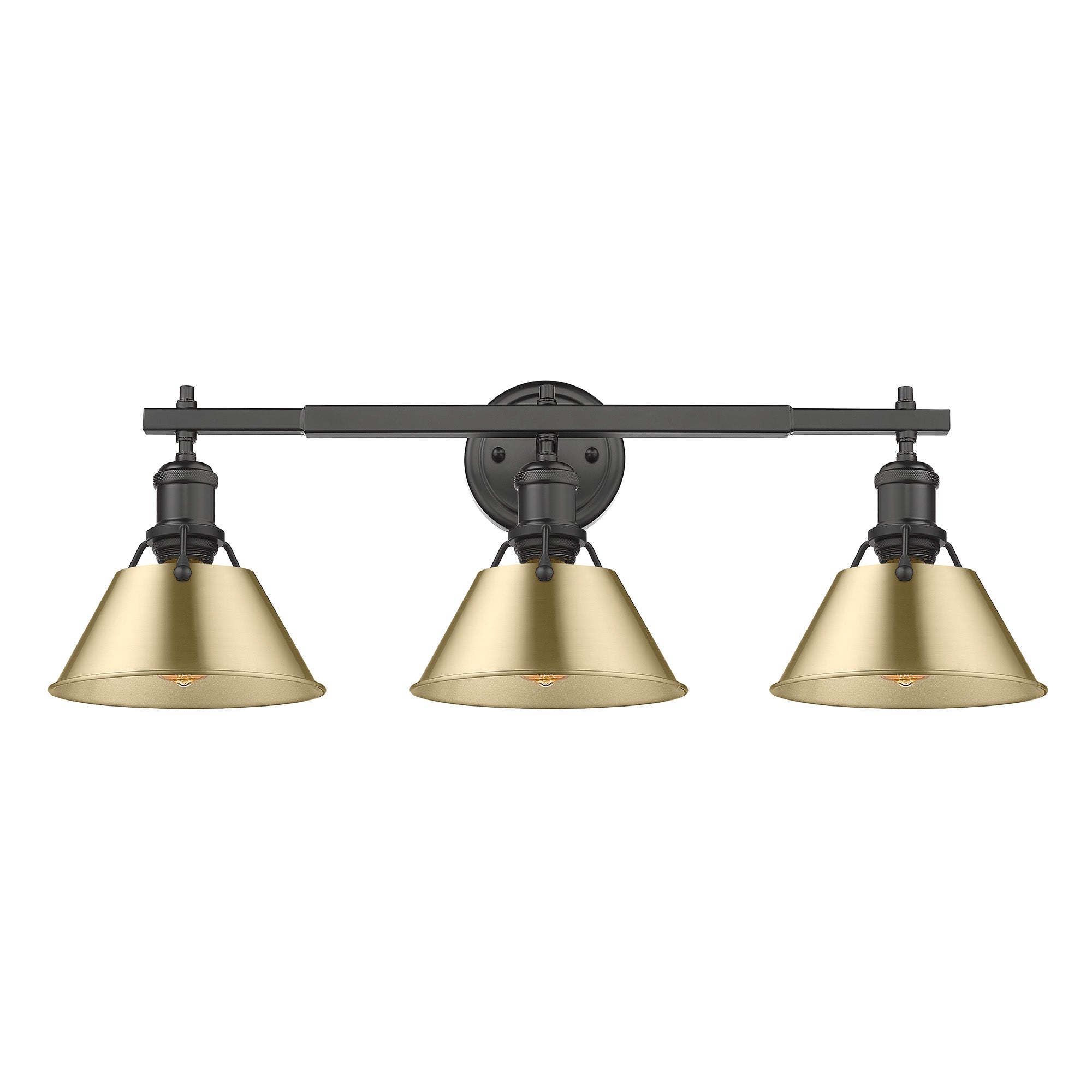 Orwell 3-Light Vanity Light in Matte Black with Brushed Champagne Bronze - - Golden Lighting