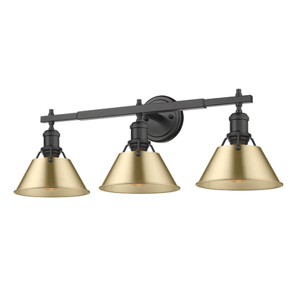 Orwell 3-Light Vanity Light in Matte Black with Brushed Champagne Bronze - Matte Black / Brushed Champagne Bronze / Gold - Golden Lighting