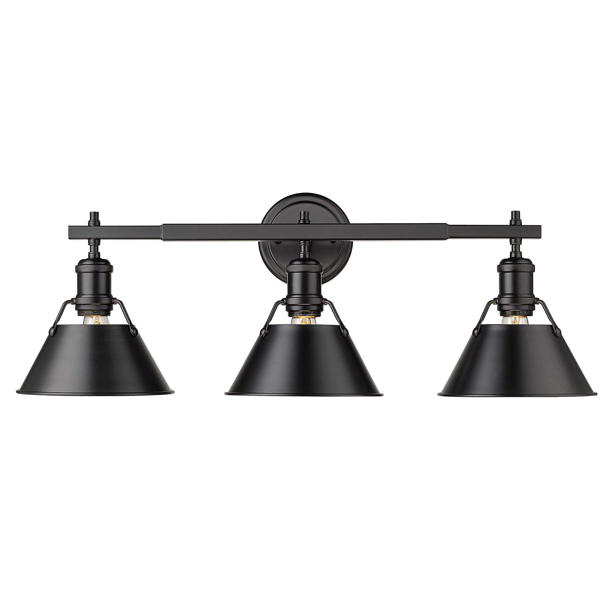 Orwell 3-Light Vanity Light in Matte Black - - Golden Lighting