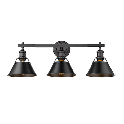 Yep by Golden Lighting Orwell 3-light Vanity in Matte Black - Default Title - Golden Lighting