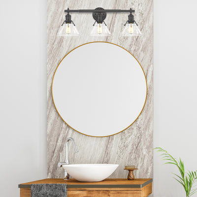 Yep by Golden Lighting Orwell 3-light Vanity in Matte Black and Clear Glass - - Golden Lighting