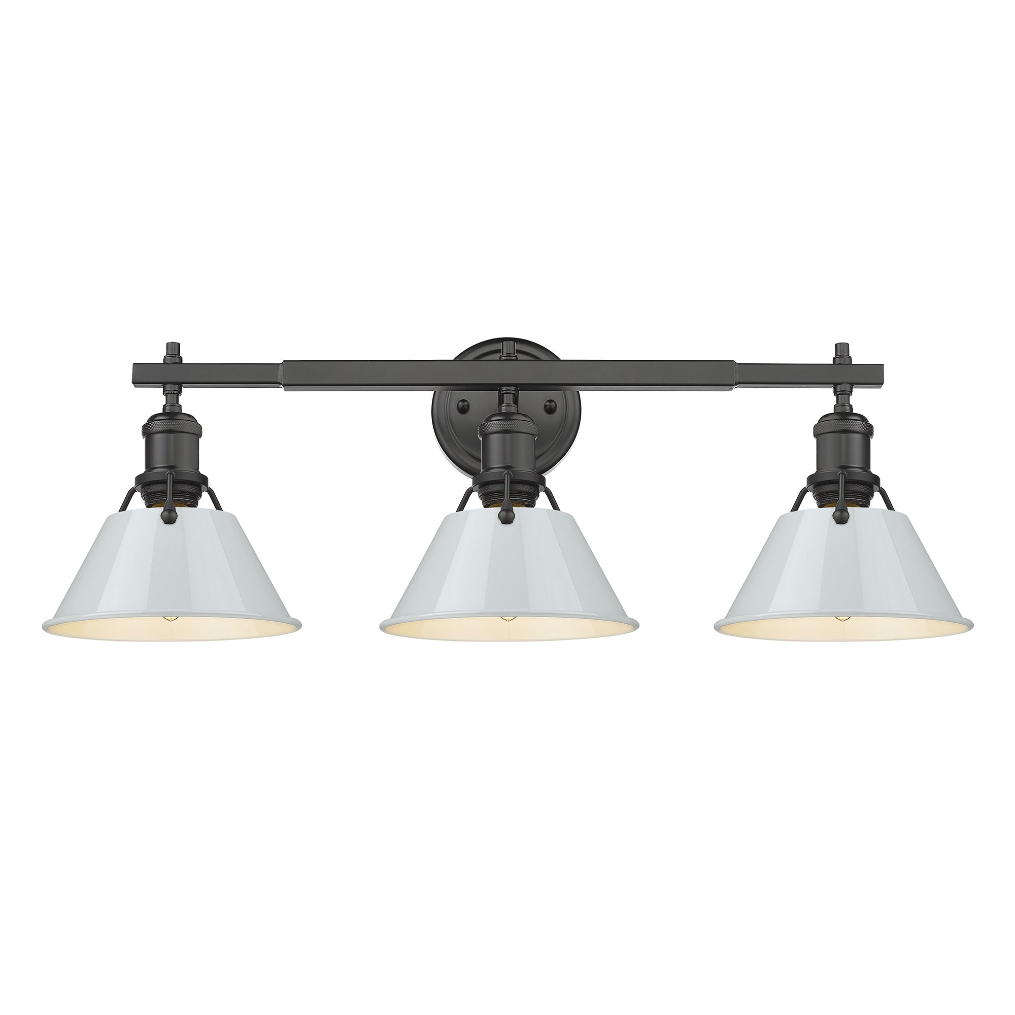 Orwell 3-Light Vanity Light in Matte Black with Dusky Blue - - Golden Lighting