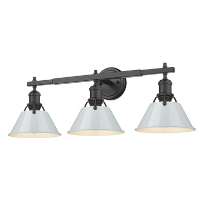 Yep by Golden Lighting Orwell 3-light Vanity in Matte Black and Dusky Blue shade - Default Title - Golden Lighting
