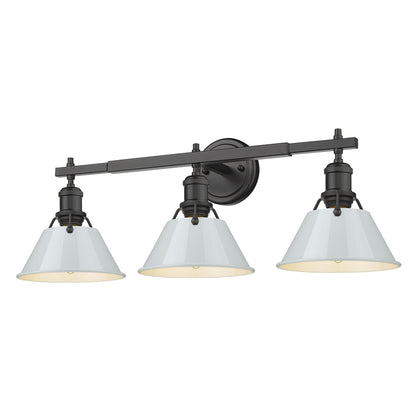 Orwell 3-Light Vanity Light in Matte Black with Dusky Blue - Default Title - Golden Lighting