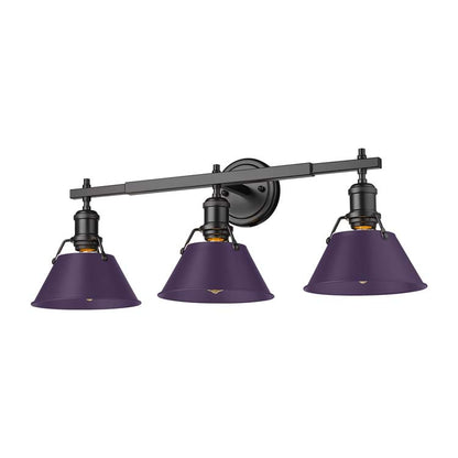 Yep by Golden Lighting Orwell 3-light Vanity in Matte Black and Exotic Purple shade