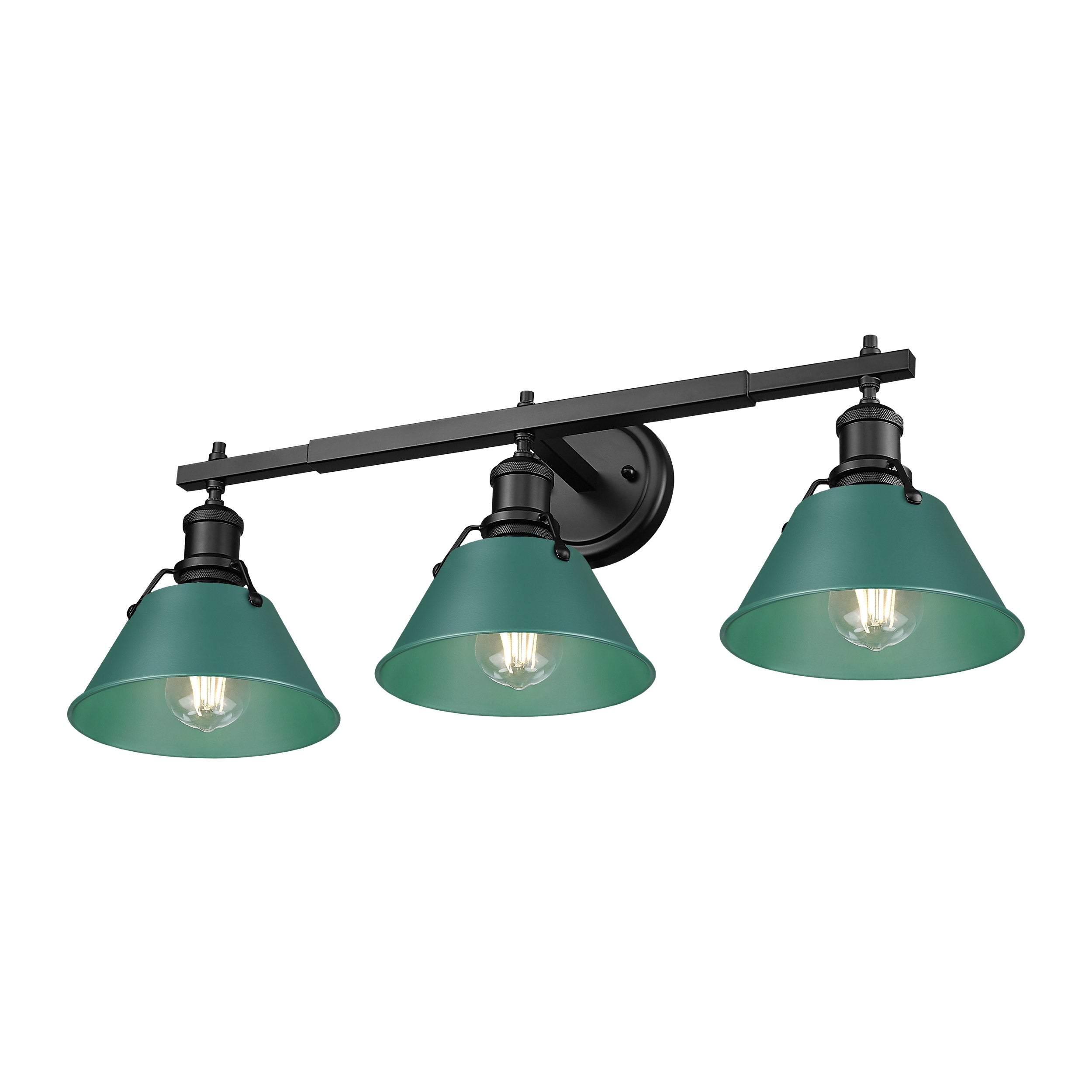 Yep by Golden Lighting Orwell 3-light Vanity in Matte Black and Pine Green shade - - Golden Lighting