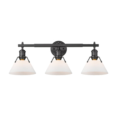 Yep by Golden Lighting Orwell 3-light Vanity in Matte Black and Opal Glass - Default Title - Golden Lighting
