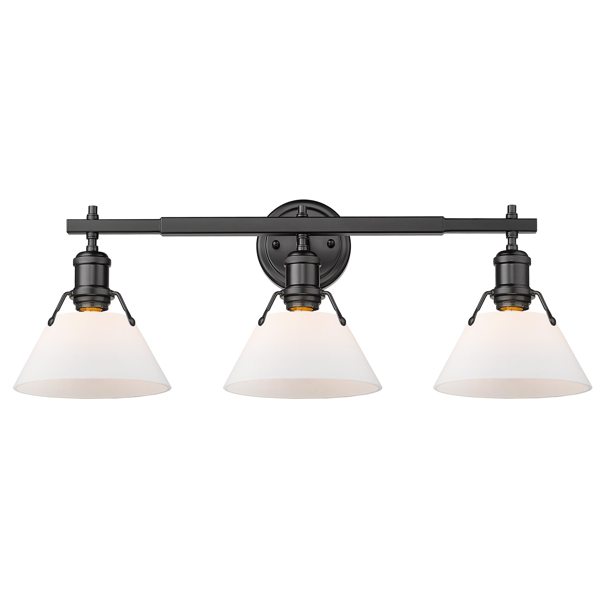 Orwell 3-Light Vanity Light in Matte Black with Opal Glass - Matte Black / Opal Glass / White - Golden Lighting