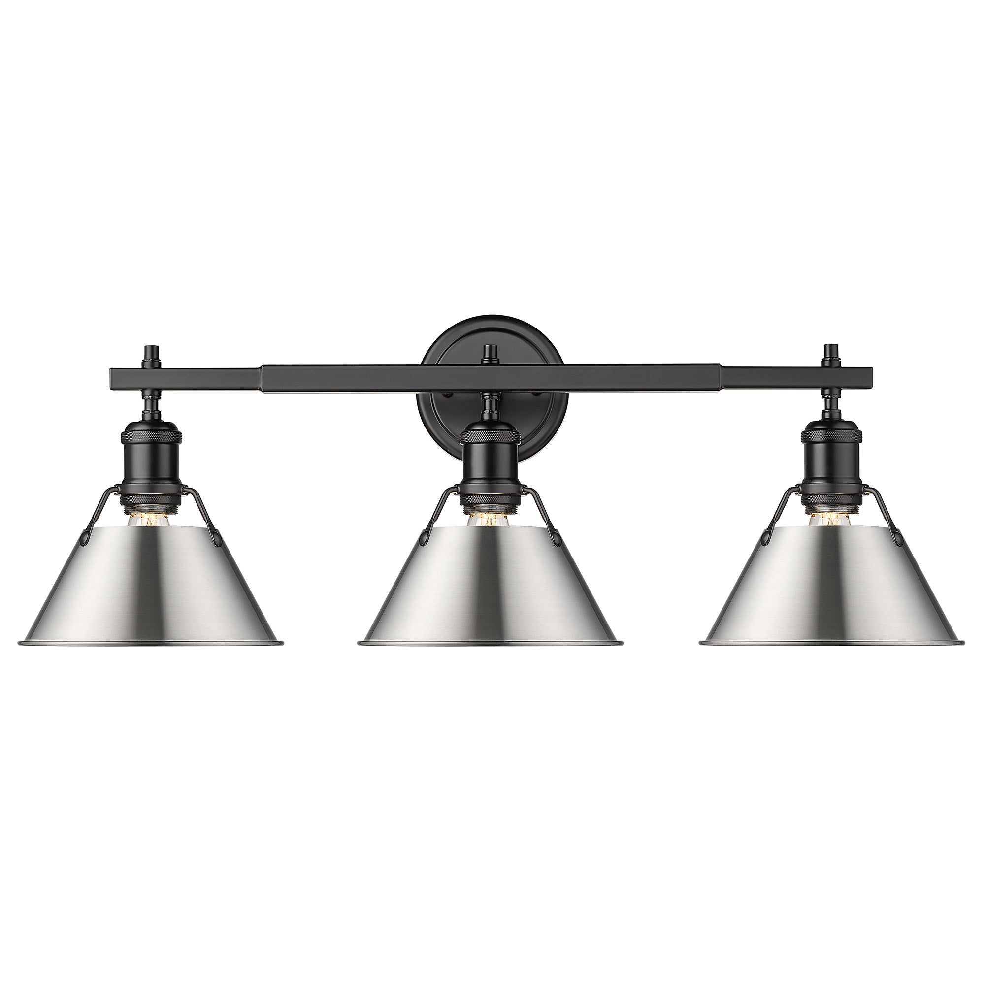 Orwell 3-Light Vanity Light in Matte Black with Pewter - - Golden Lighting