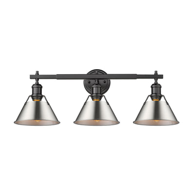 Yep by Golden Lighting Orwell 3-light Vanity in Matte Black and Pewter shade - Default Title - Golden Lighting