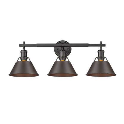 Yep by Golden Lighting Orwell 3-light Vanity in Matte Black and Rubbed Bronze shade