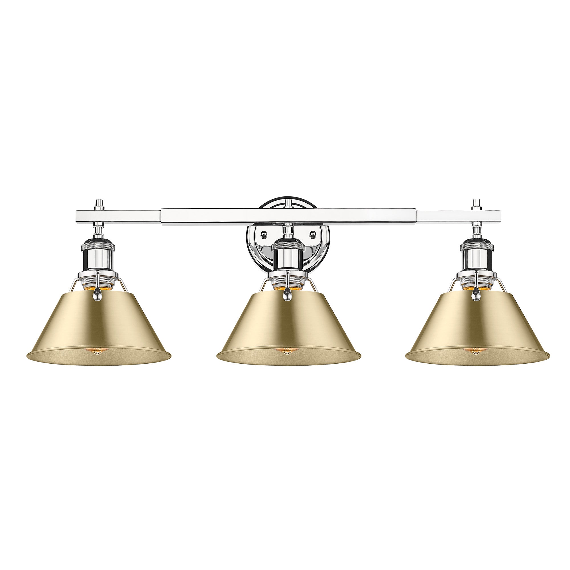 Orwell 3-Light Vanity Light in Chrome with Brushed Champagne Bronze - - Golden Lighting