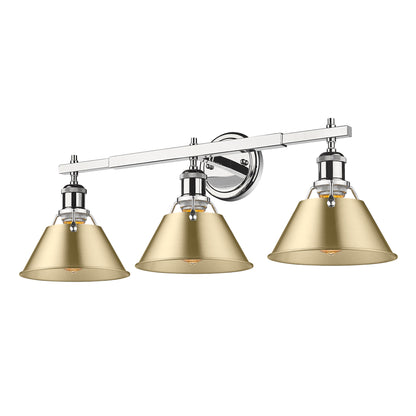 Orwell 3-Light Vanity Light in Chrome with Brushed Champagne Bronze - Chrome / Brushed Champagne Bronze / Gold - Golden Lighting