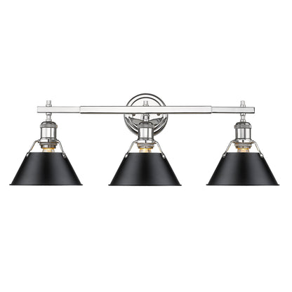 Orwell 3-Light Vanity Light in Chrome with Matte Black - - Golden Lighting