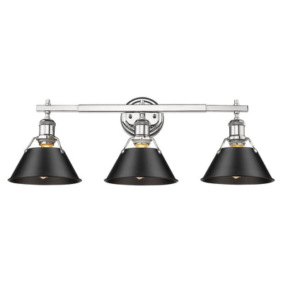 Yep by Golden Lighting Orwell 3-light Vanity in Chrome and Matte Black shade - Default Title - Golden Lighting