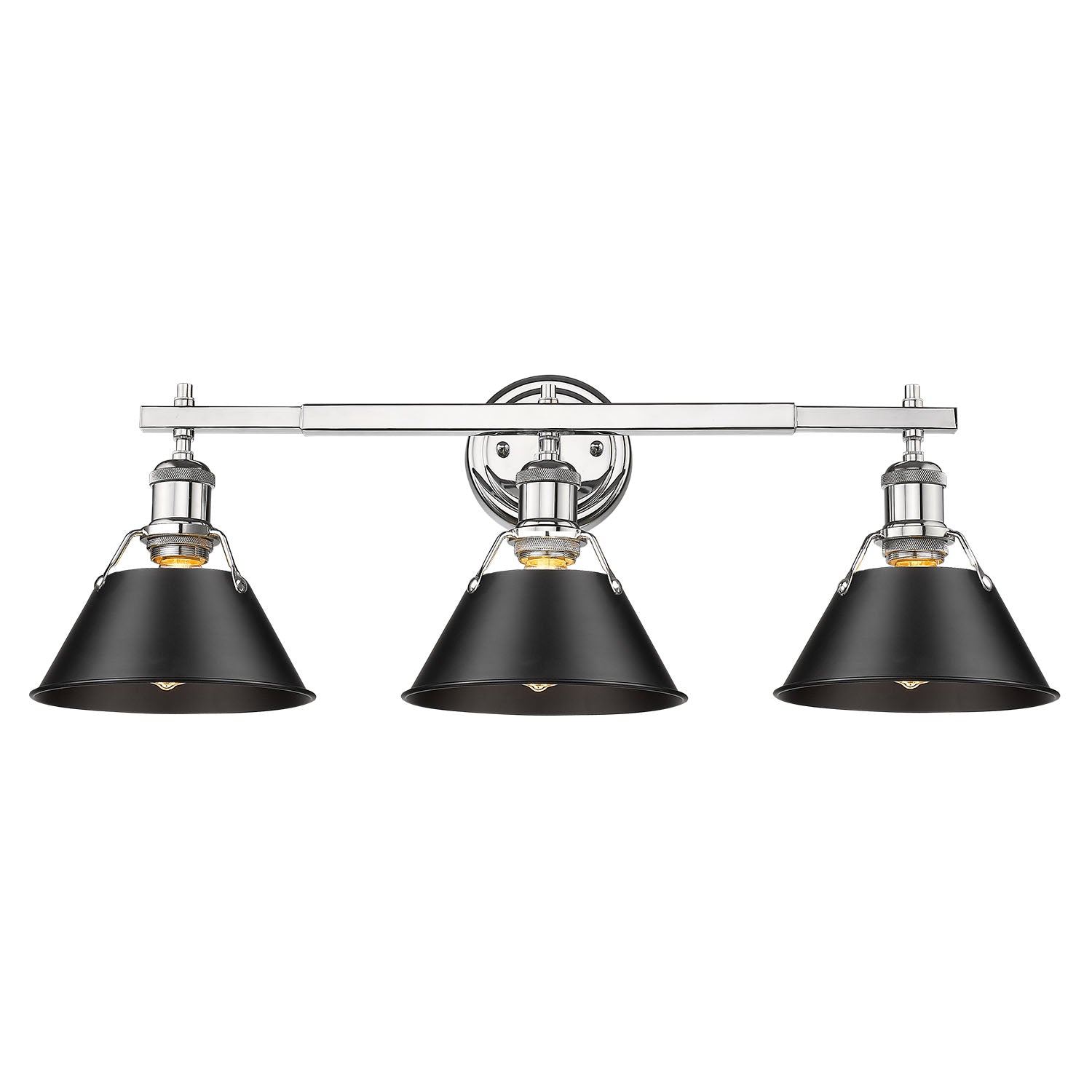 Orwell 3-Light Vanity Light in Chrome with Matte Black - Chrome / Matte Black / Black - Golden Lighting