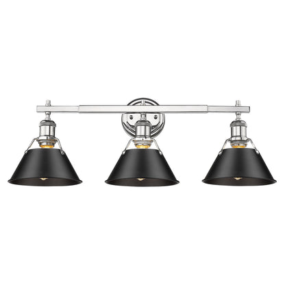 Orwell 3-Light Vanity Light in Chrome with Matte Black - Chrome / Matte Black / Black - Golden Lighting