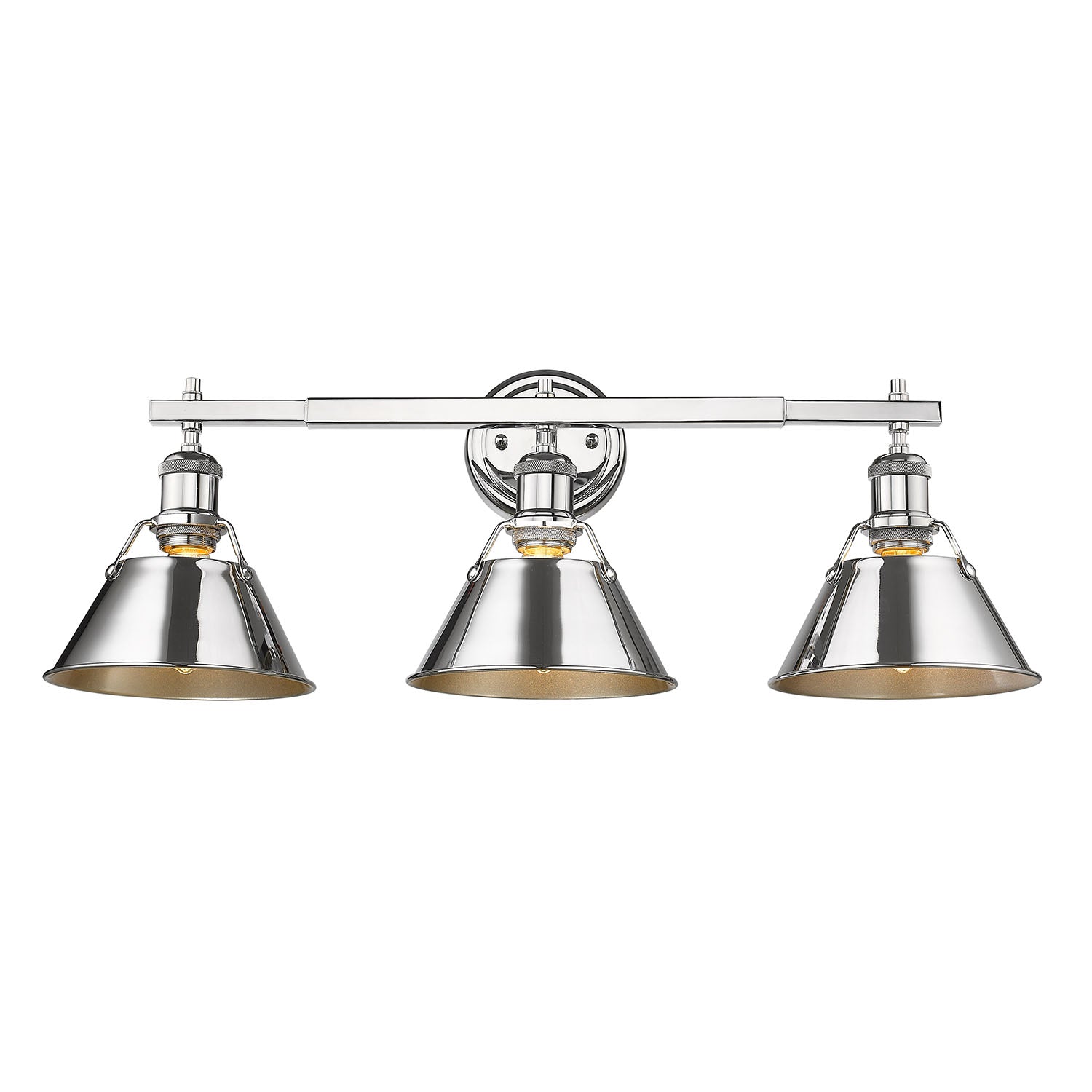 Orwell 3-Light Vanity Light in Chrome - Chrome / Chrome / Silver - Golden Lighting