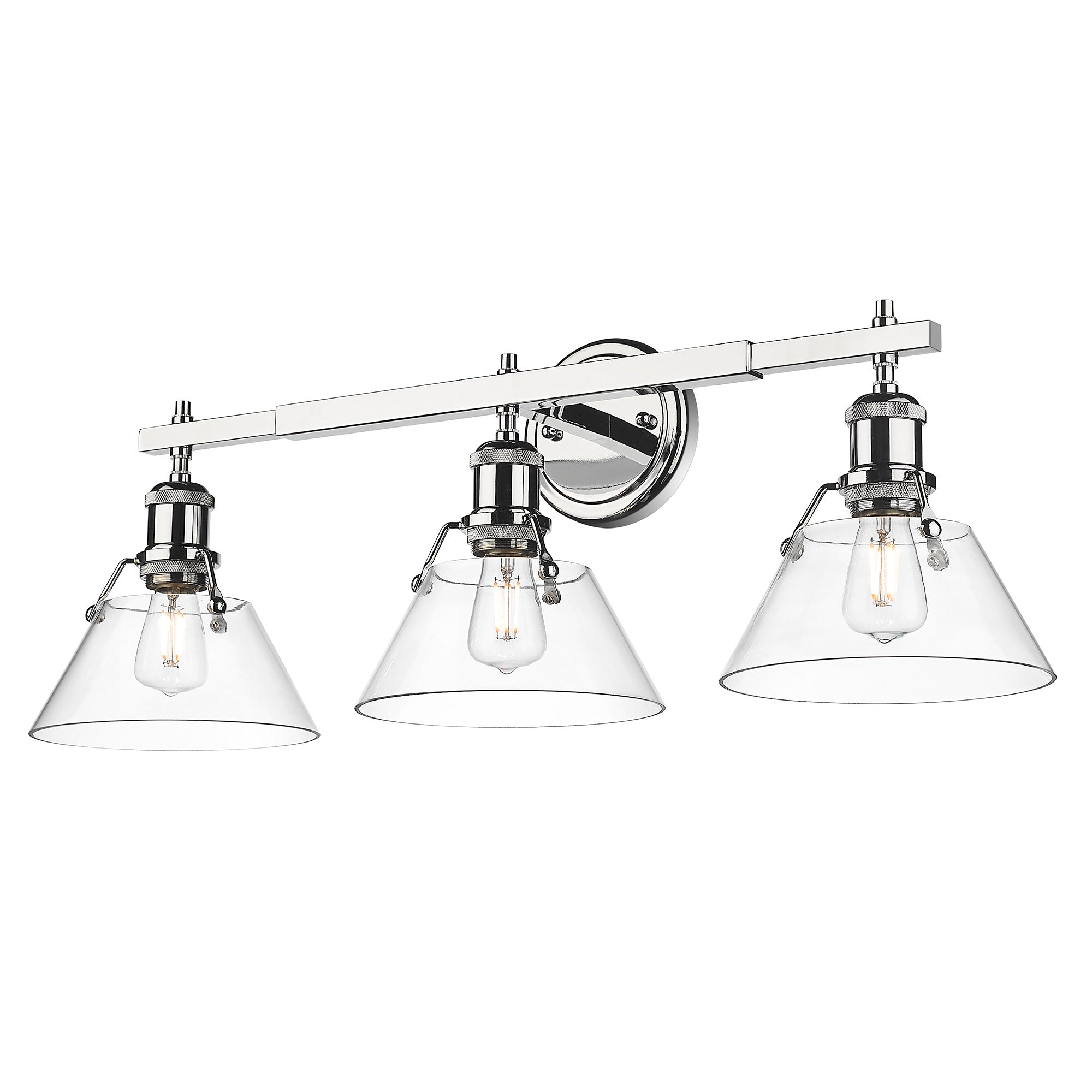 Orwell 3-Light Vanity Light in Chrome with Clear Glass - - Golden Lighting