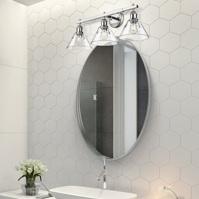 Yep by Golden Lighting Orwell 3-light Vanity in Chrome and Clear Glass - - Golden Lighting