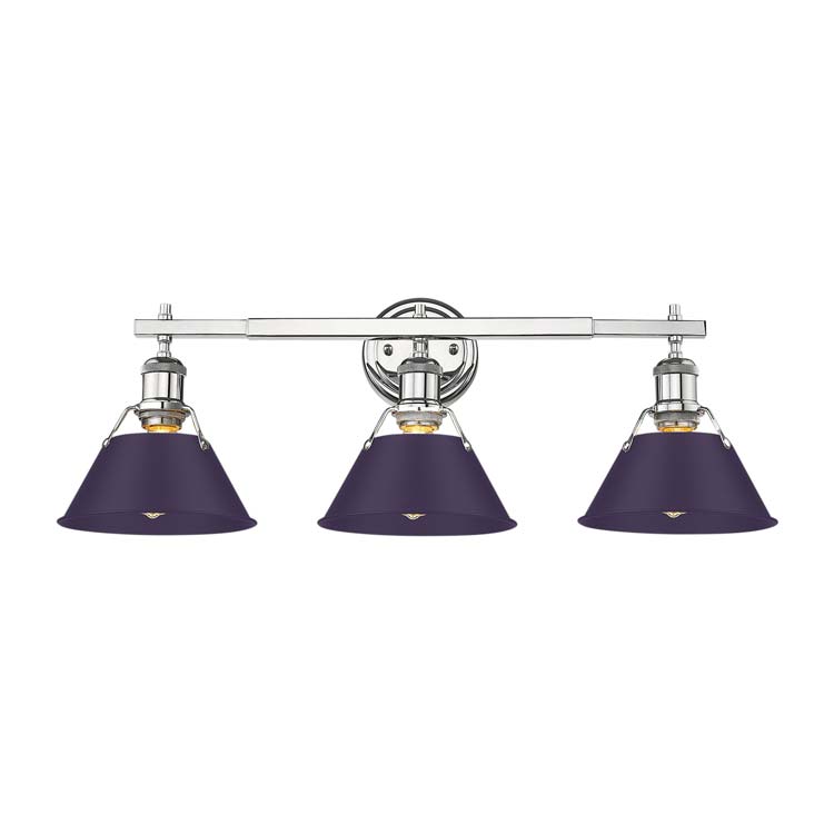 Yep by Golden Lighting Orwell 3-light Vanity in Chrome and Exotic Purple shade