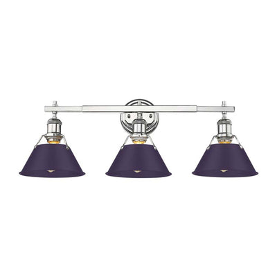 Yep by Golden Lighting Orwell 3-light Vanity in Chrome and Exotic Purple shade - Default Title - Golden Lighting