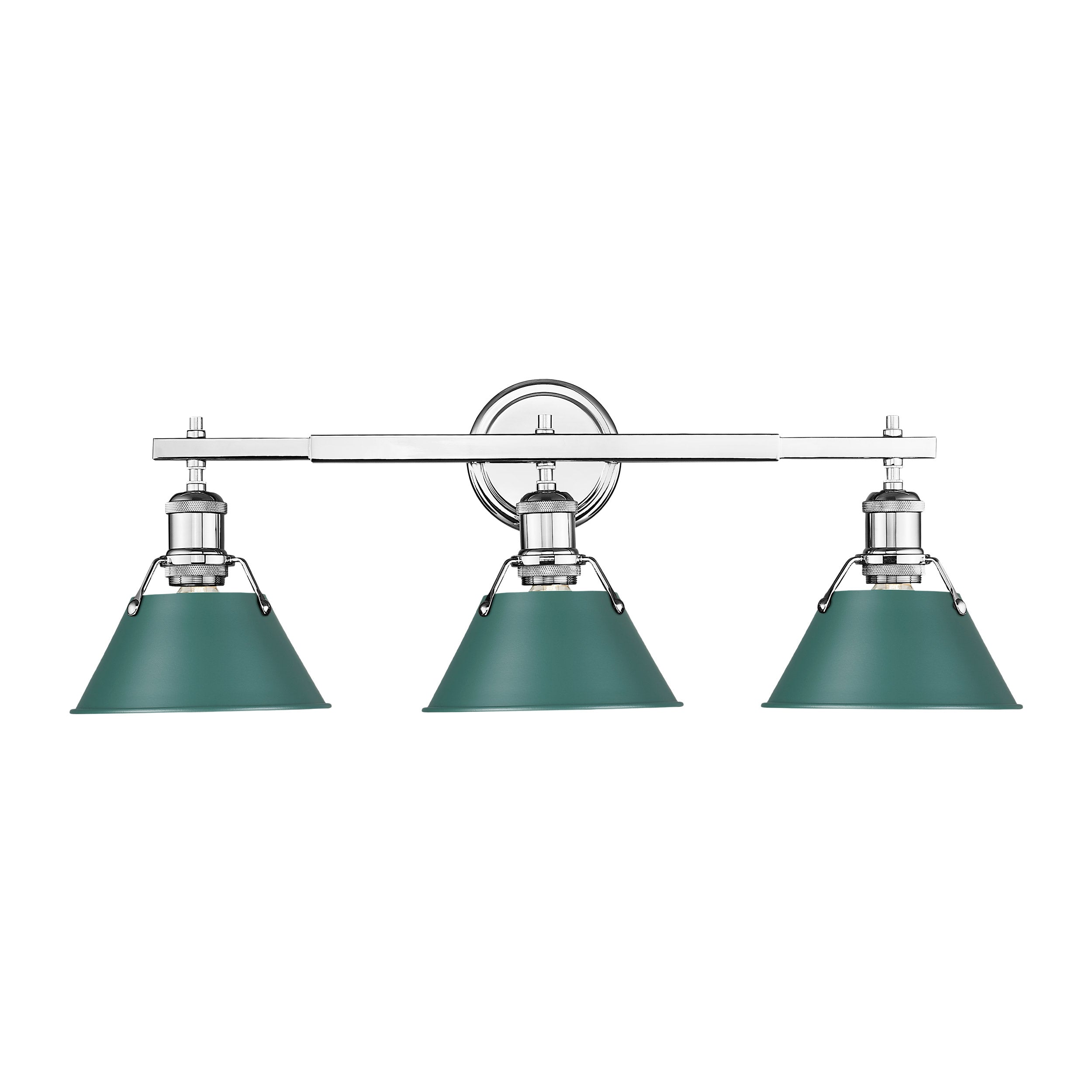 Orwell 3-Light Vanity Light in Chrome with Pine Green - - Golden Lighting