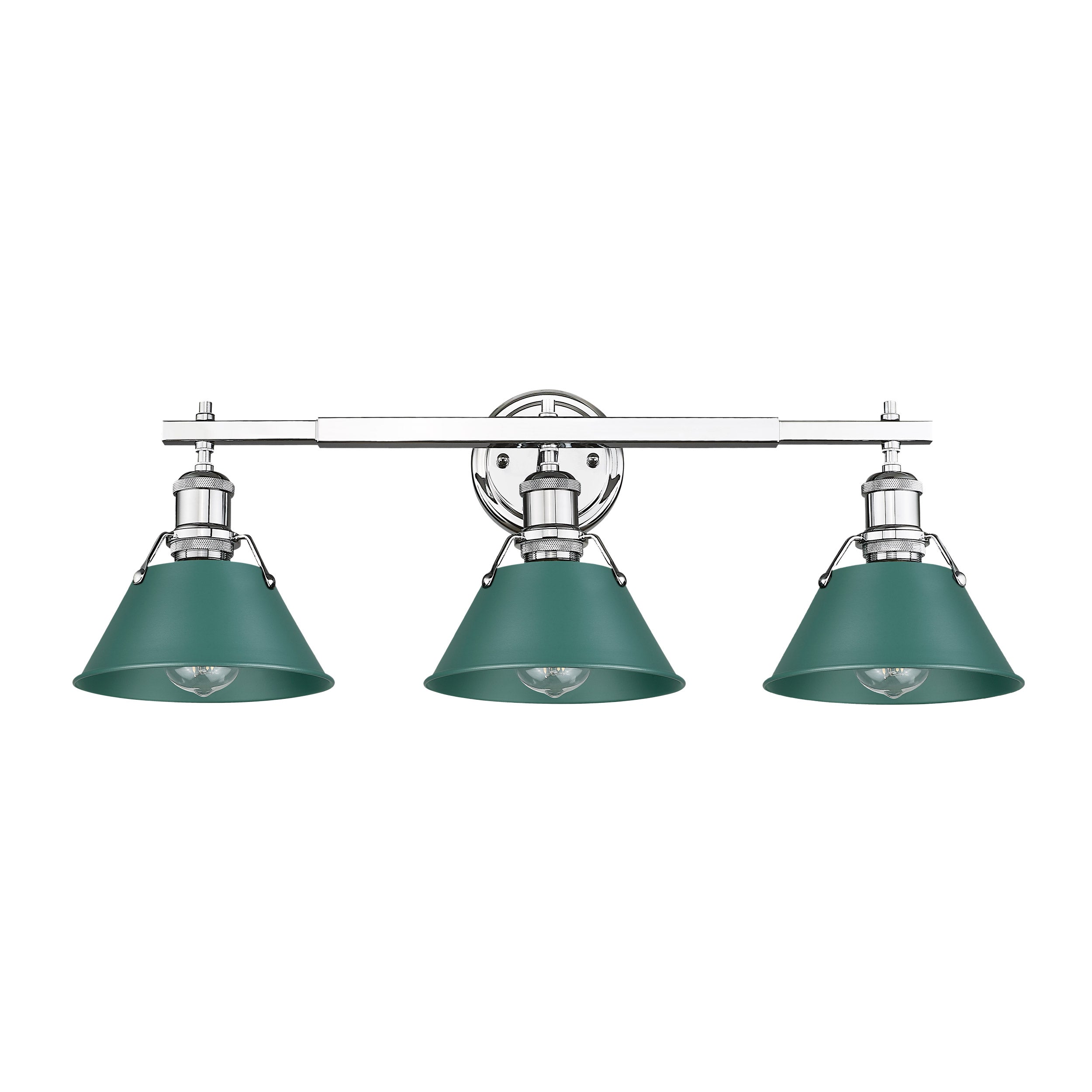 Yep by Golden Lighting Orwell 3-light Vanity in Chrome and Pine Green shade - - Golden Lighting