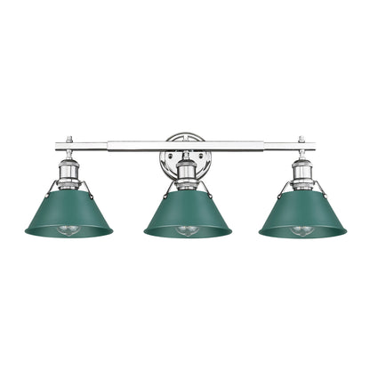 Yep by Golden Lighting Orwell 3-light Vanity in Chrome and Pine Green shade - - Golden Lighting