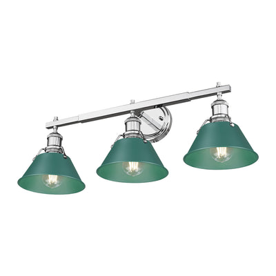 Yep by Golden Lighting Orwell 3-light Vanity in Chrome and Pine Green shade - - Golden Lighting