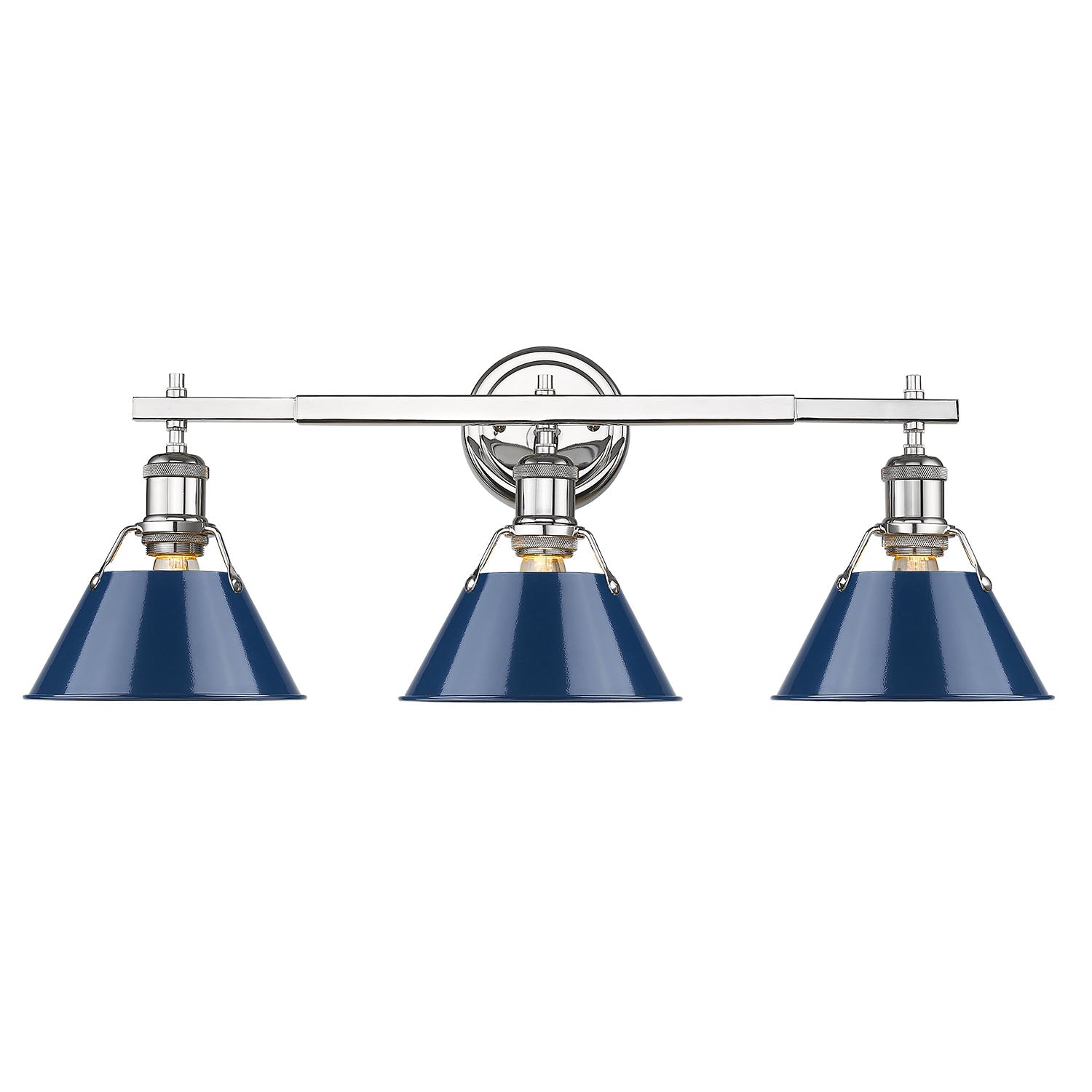 Orwell 3-Light Vanity Light in Chrome with Matte Navy - - Golden Lighting