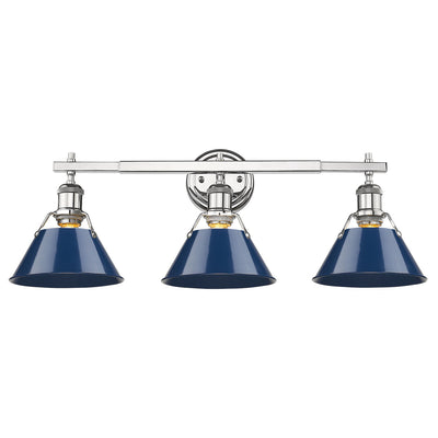 Yep by Golden Lighting Orwell 3-light Vanity in Chrome and Navy Blue shade - Default Title - Golden Lighting