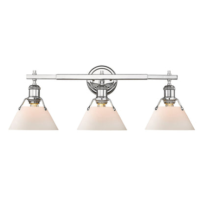 Orwell 3-Light Vanity Light in Chrome with Opal Glass - - Golden Lighting