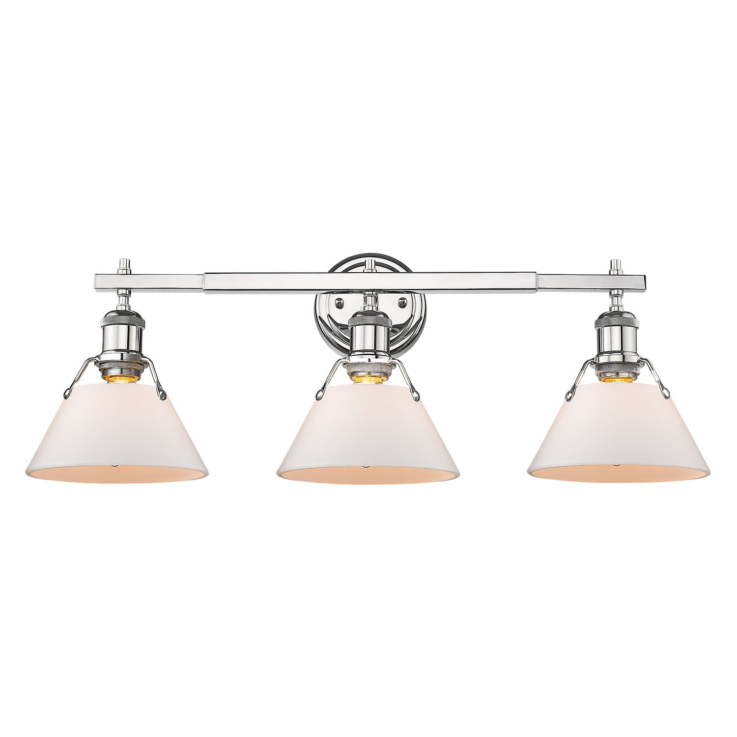 Orwell 3-Light Vanity Light in Chrome with Opal Glass - Chrome / Opal Glass / White - Golden Lighting